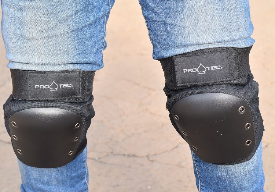 Peter wearing protec street knee pads